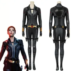 Black Widow Natasha Romanoff  Cosplay Costume Halloween Black Suit Printed Style Takerlama