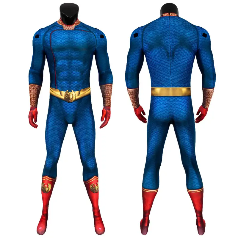 The Boys Homelander John Cosplay Costume Halloween Superhero Jumpsuit with Cloak Takerlama