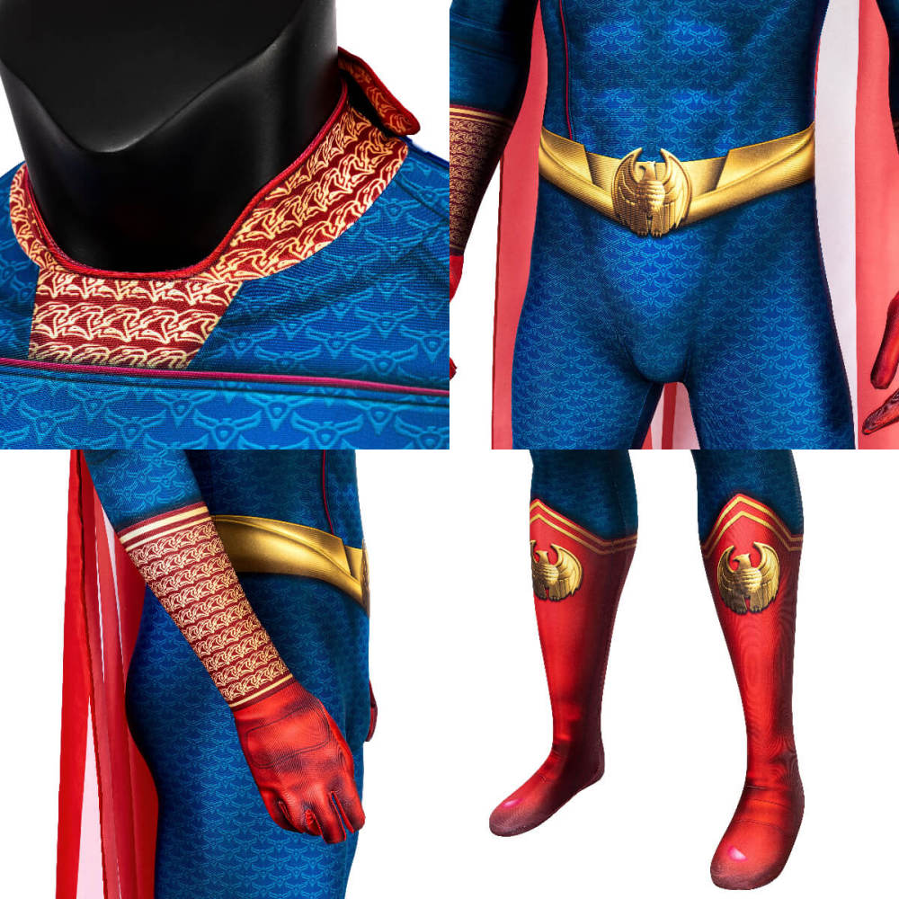 The Boys Homelander John Cosplay Costume Halloween Superhero Jumpsuit with Cloak Takerlama