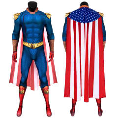 The Boys Homelander John Cosplay Costume Halloween Superhero Jumpsuit with Cloak Takerlama