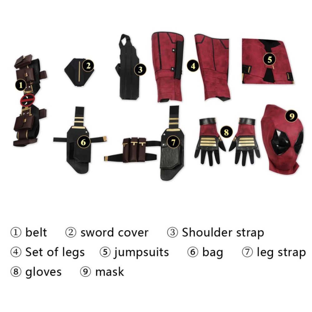 Deadpool & Wolverine Wade Wilson Cosplay Costume Deadpool 3 Halloween Party Outfits Deluxe Takerlama