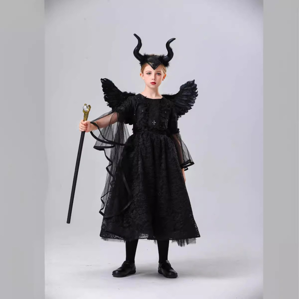 Disney Maleficent Costume For Kids Mistress of Evil Black Witch Angelina Jolie Cosplay Fancy Dress Hat Child Girls Gifts Takerlama