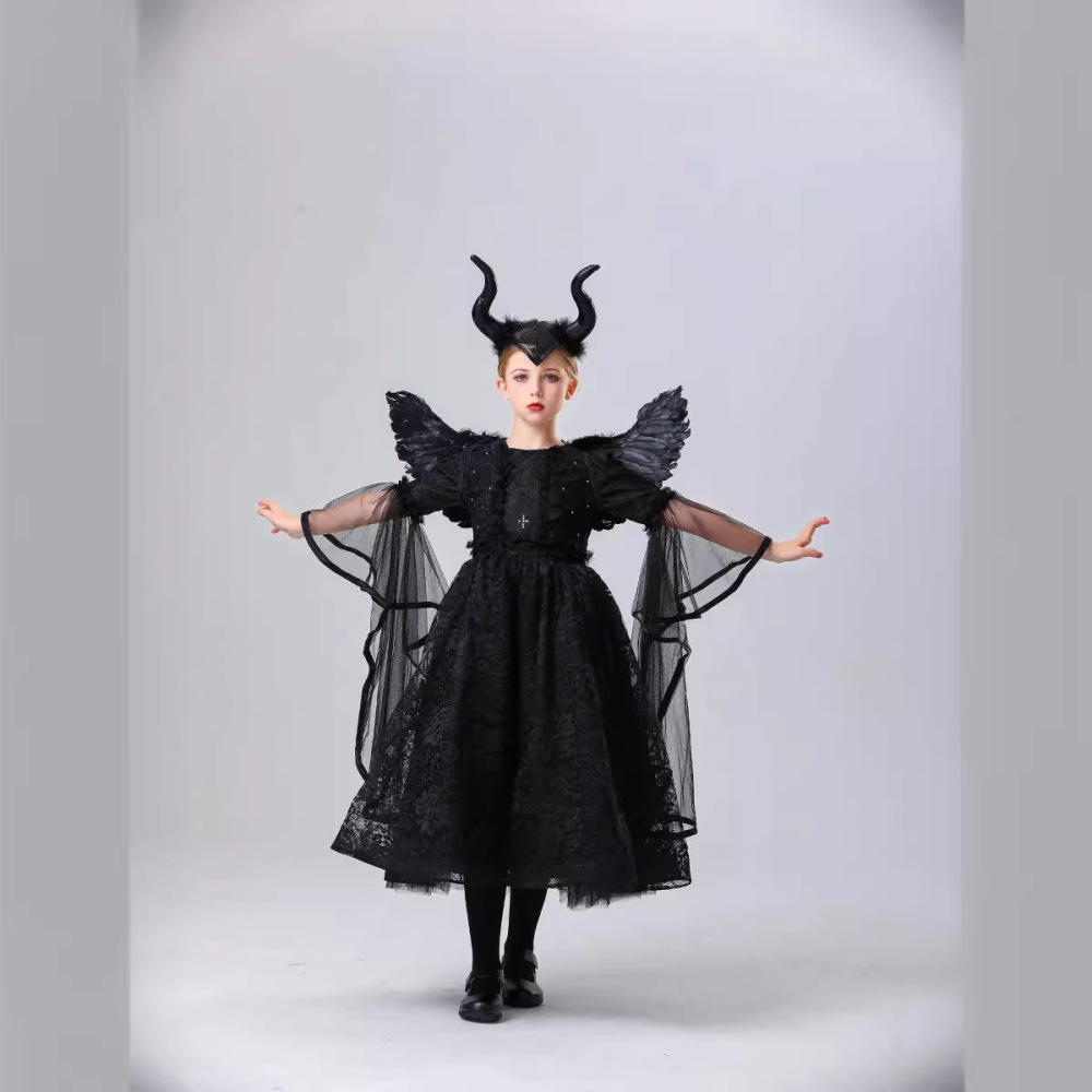 Disney Maleficent Costume For Kids Mistress of Evil Black Witch Angelina Jolie Cosplay Fancy Dress Hat Child Girls Gifts Takerlama