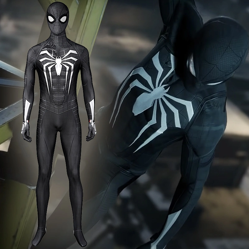 Marvel's Spider-Man 2 Black Suit Venom Symbiote Costume Mask Kids Adult In Stock Takerlama