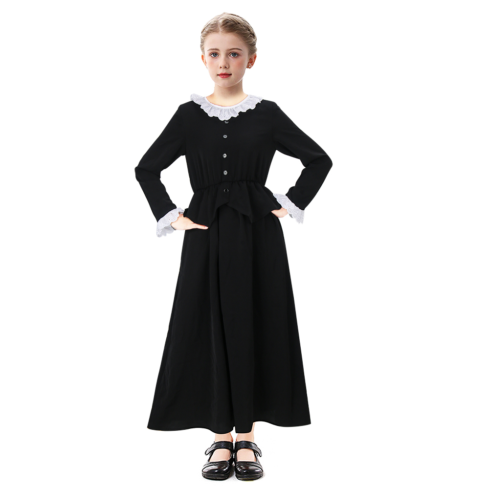 Takerlama Harriet Tubman Dress Kids Girl Costume Ruffled Doll Collars Black Slave Button Outfit Halloween Cosplay Suit