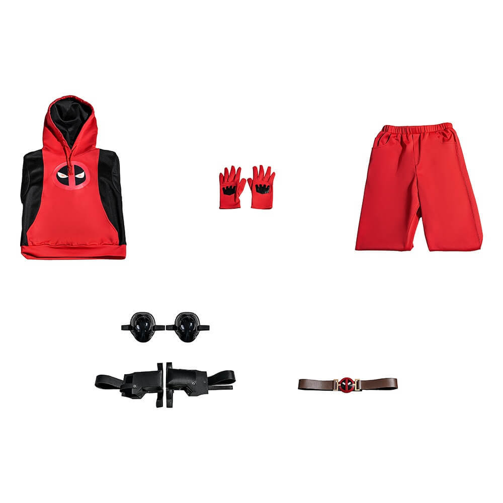 Kidpool Halloween Cosplay Costume Children Deadpool And Wolverine Hoodie Suit Superhero Theme Party Gifts Takerlama