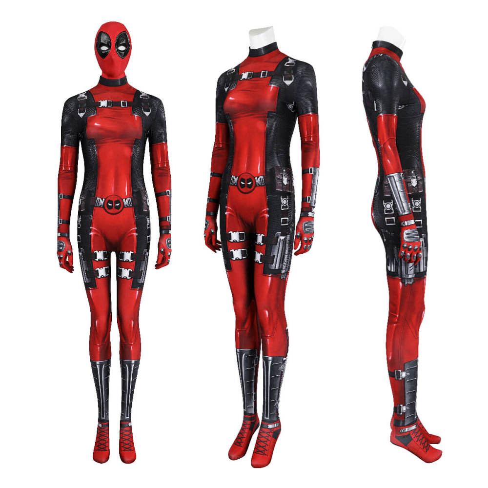 Lady Deadpool Cosplay Costume Comic Printed Style (no wig) Takerlama