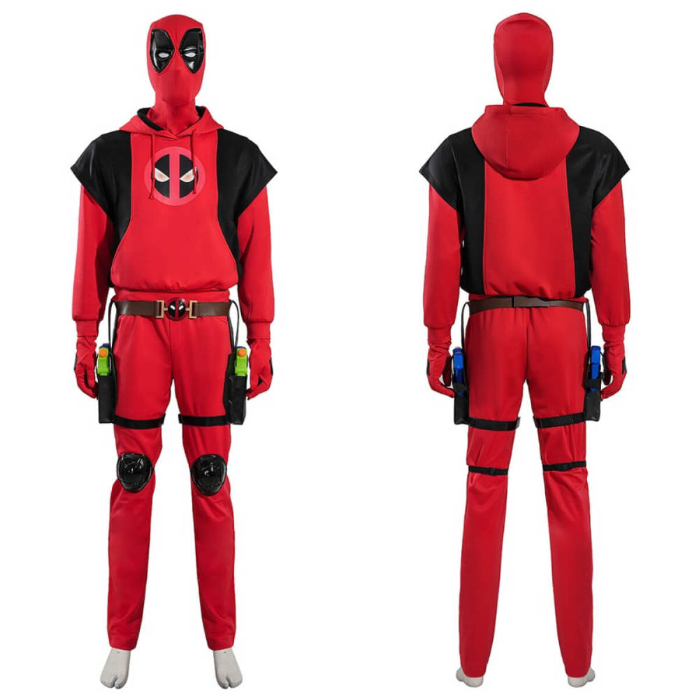 Adult Kidpool Halloween Cosplay Costume Deadpool And Wolverine Hoodie Mask Suit ShoesTakerlama