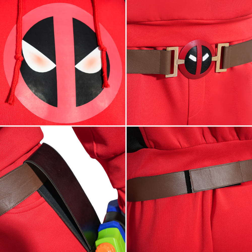 Adult Kidpool Halloween Cosplay Costume Deadpool And Wolverine Hoodie Mask Suit ShoesTakerlama