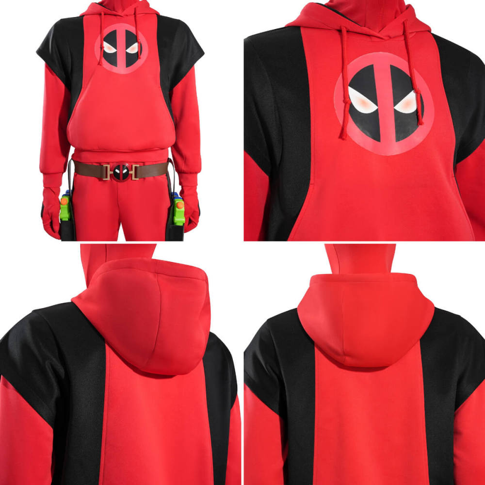 Adult Kidpool Halloween Cosplay Costume Deadpool And Wolverine Hoodie Mask Suit ShoesTakerlama