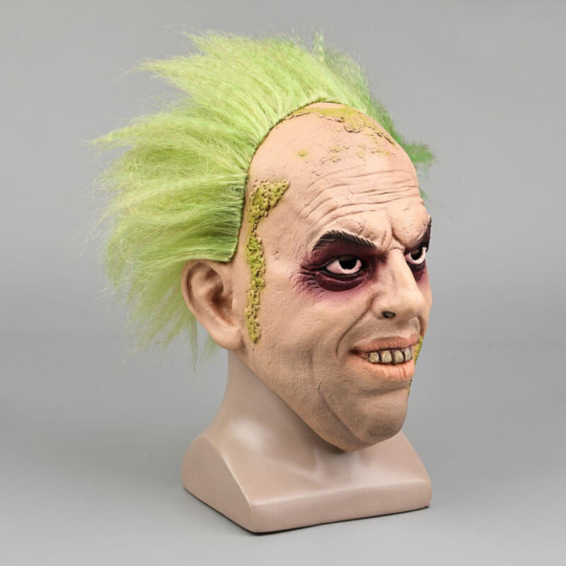BeetleJuice Halloween Mask Wig Men's Betelgeuse Masquerade Cosplay Props Latex -Takerlama