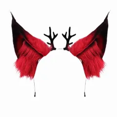 Hazbin Hotel Alastor Cosplay Headwear Red The Radio Demon Wolf Fox Ears Takerlama