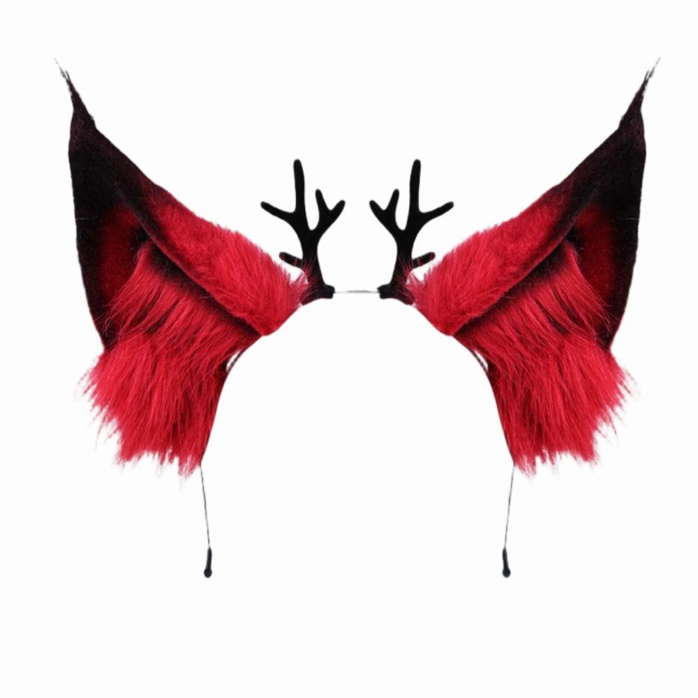 Hazbin Hotel Alastor Cosplay Headwear Red The Radio Demon Wolf Fox Ears Takerlama