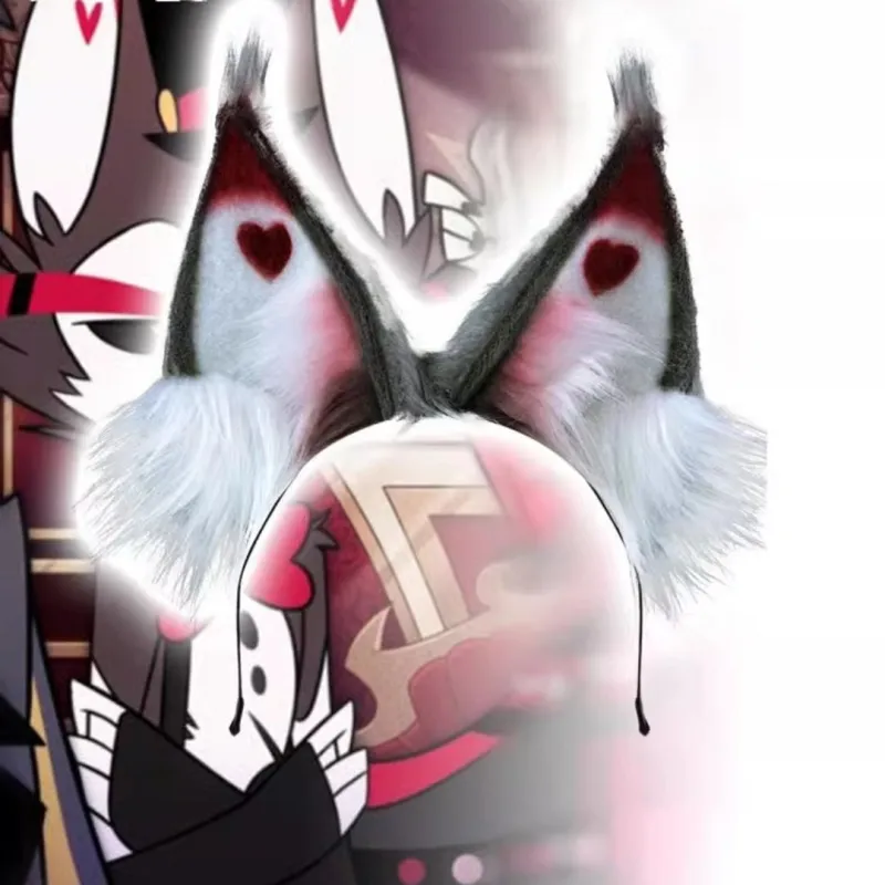 Hazbin Hotel Husk Husker Cosplay Headwear Red The Radio Demon Cat Fox Ears Takerlama