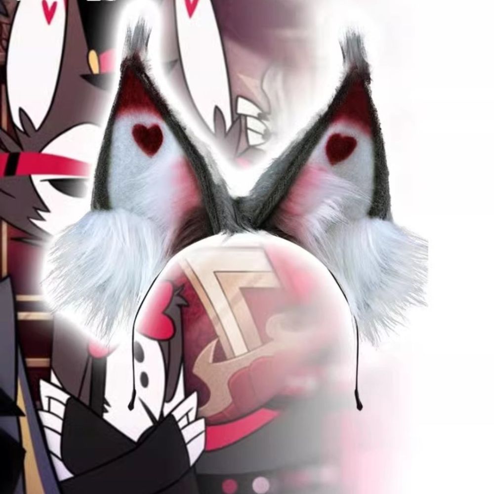 Hazbin Hotel Husk Husker Cosplay Headwear Red The Radio Demon Cat Fox Ears Takerlama