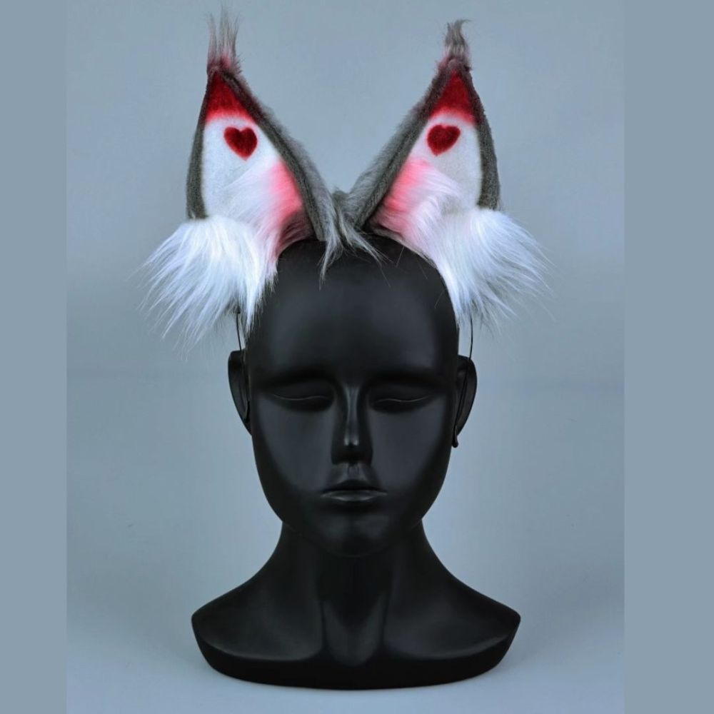 Hazbin Hotel Husk Husker Cosplay Headwear Red The Radio Demon Cat Fox Ears Takerlama