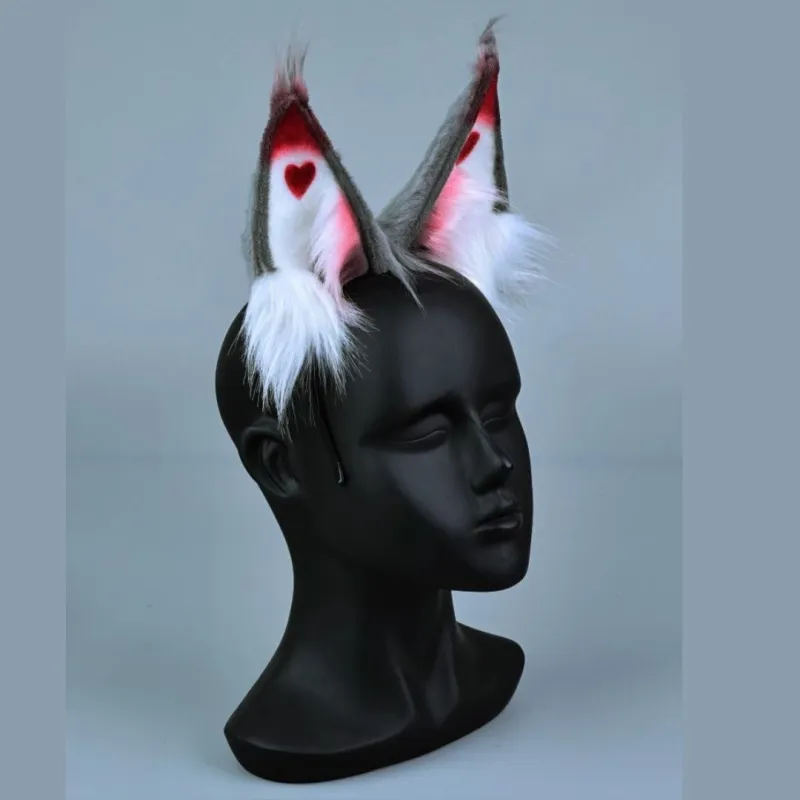 Hazbin Hotel Husk Husker Cosplay Headwear Red The Radio Demon Cat Fox Ears Takerlama