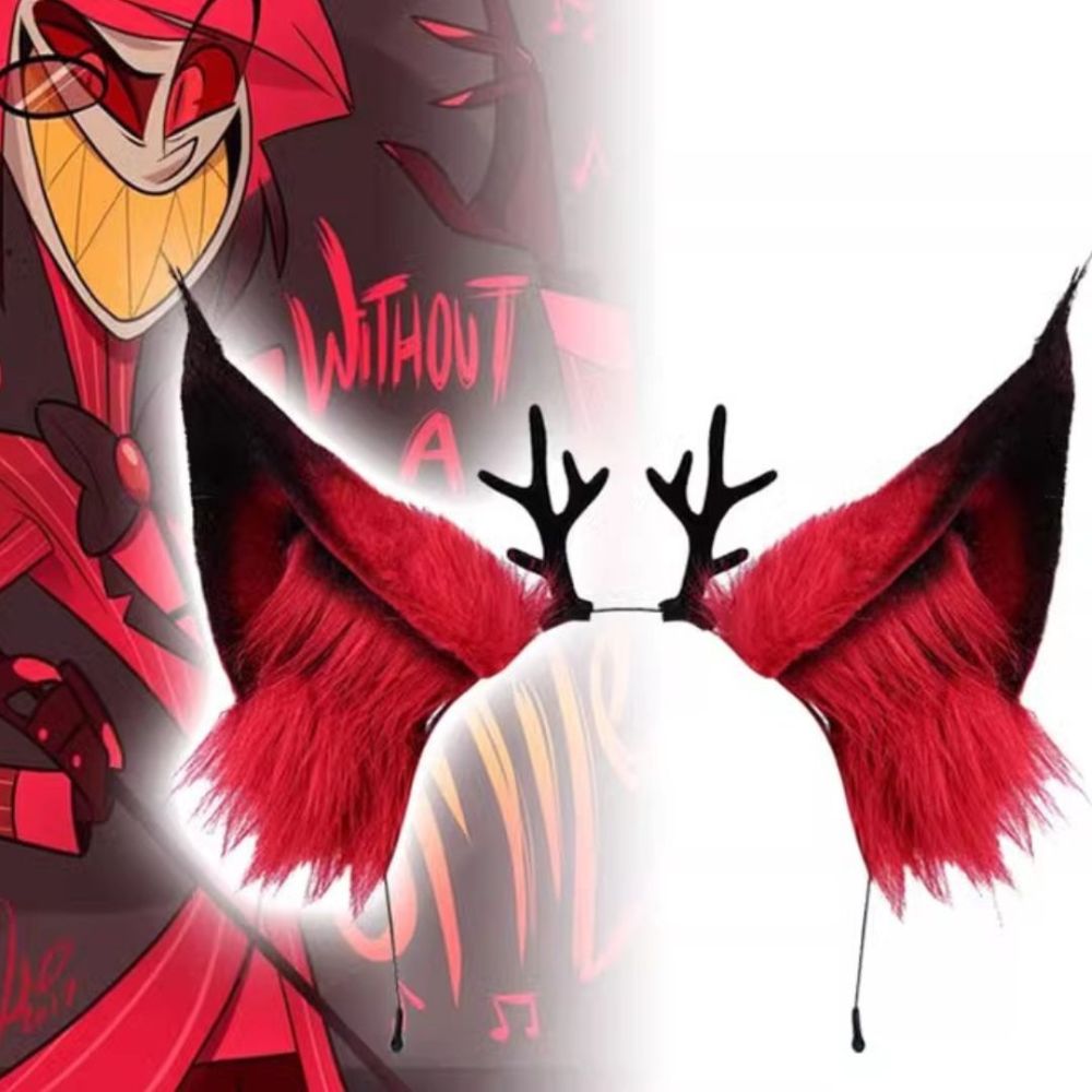 Hazbin Hotel Alastor Cosplay Headwear Red The Radio Demon Wolf Fox Ears Takerlama