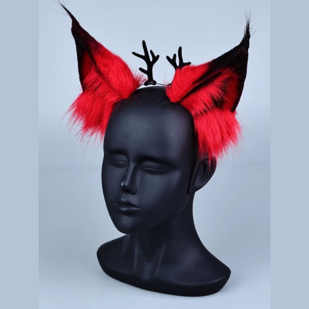 Hazbin Hotel Alastor Cosplay Headwear Red The Radio Demon Wolf Fox Ears Takerlama