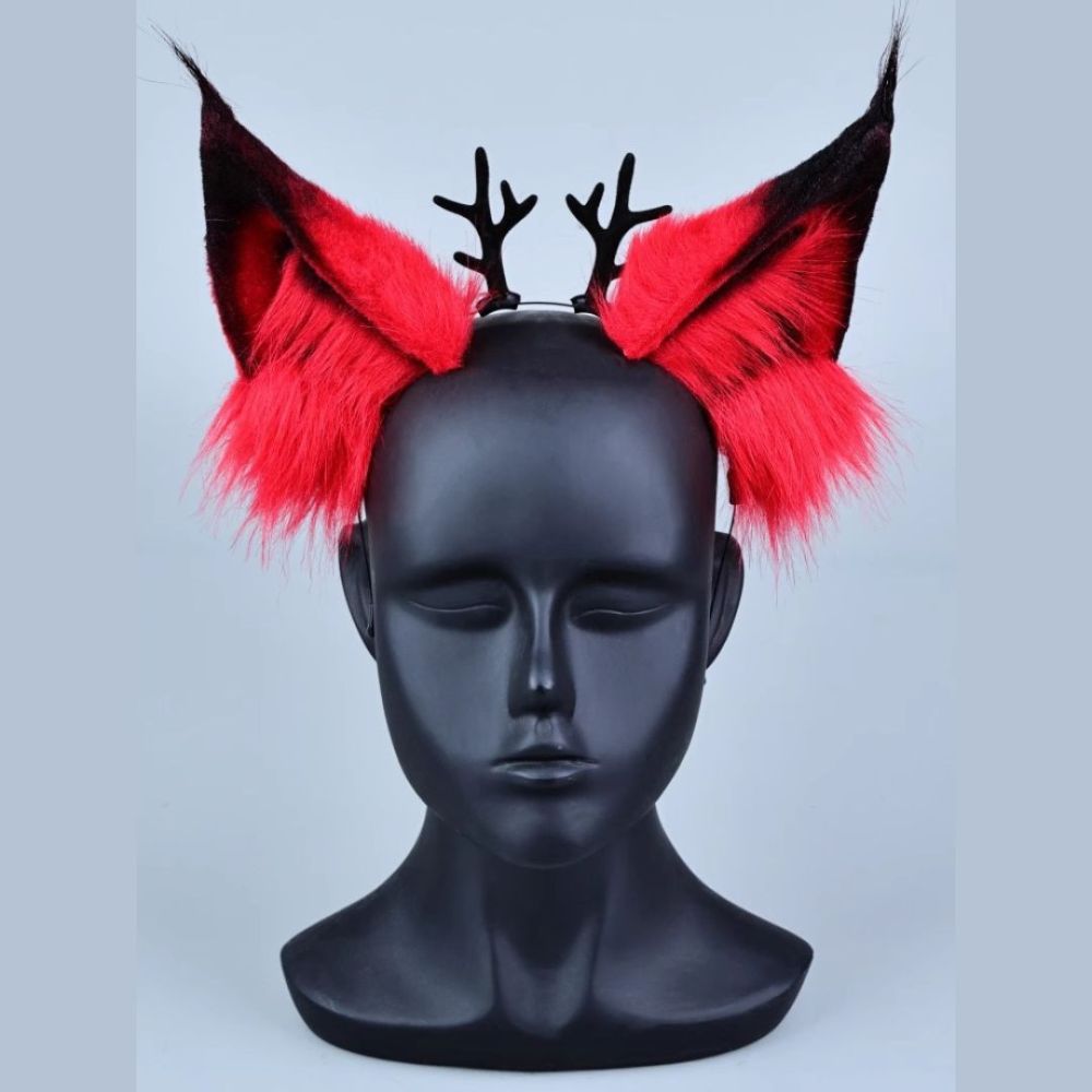 Hazbin Hotel Alastor Cosplay Headwear Red The Radio Demon Wolf Fox Ears Takerlama