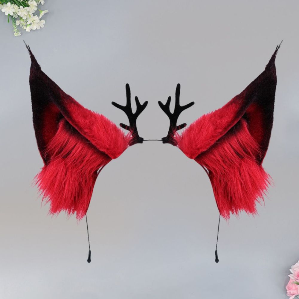 Hazbin Hotel Alastor Cosplay Headwear Red The Radio Demon Wolf Fox Ears Takerlama