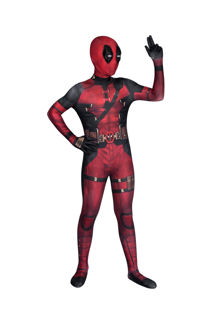 L In Stock Children Deadpool Kidspool Cosplay Costume Jumpsuit Mask Deadpool & Wolverine Wade Wilson Halloween Party Apparel Gifts Takerlama