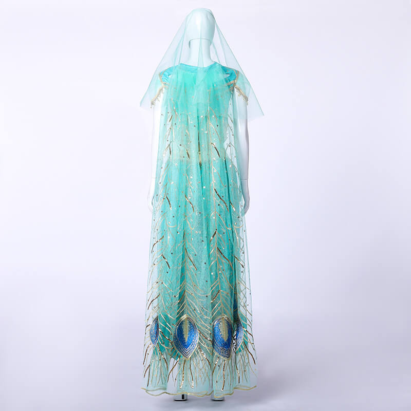 Aladdin Princess Jasmine Cosplay Costume Adult Kids Blue Fancy Dress Magic Lamp Takerlama