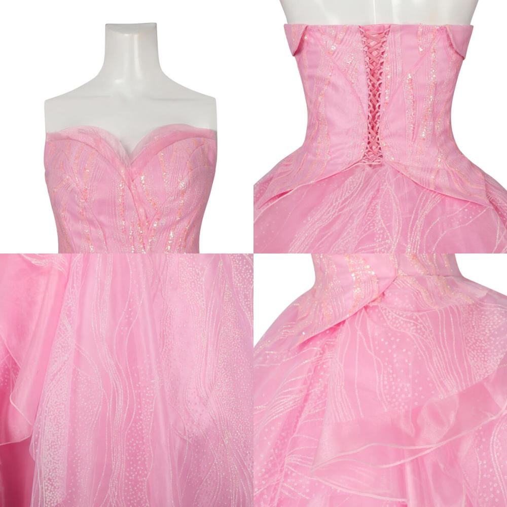 Wicked 2024 Glinda Cosplay Costume Glynda Upland Dress Pink Takerlama