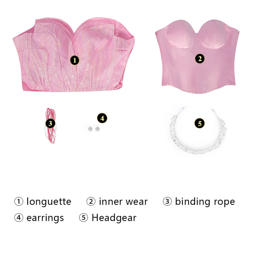 Wicked 2024 Glinda Cosplay Costume Glynda Upland Dress Pink Takerlama