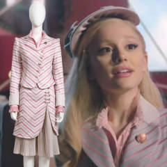 Wicked 2024 Glinda Pinstripe Suit Women's Cosplay Costume Hat Takerlama