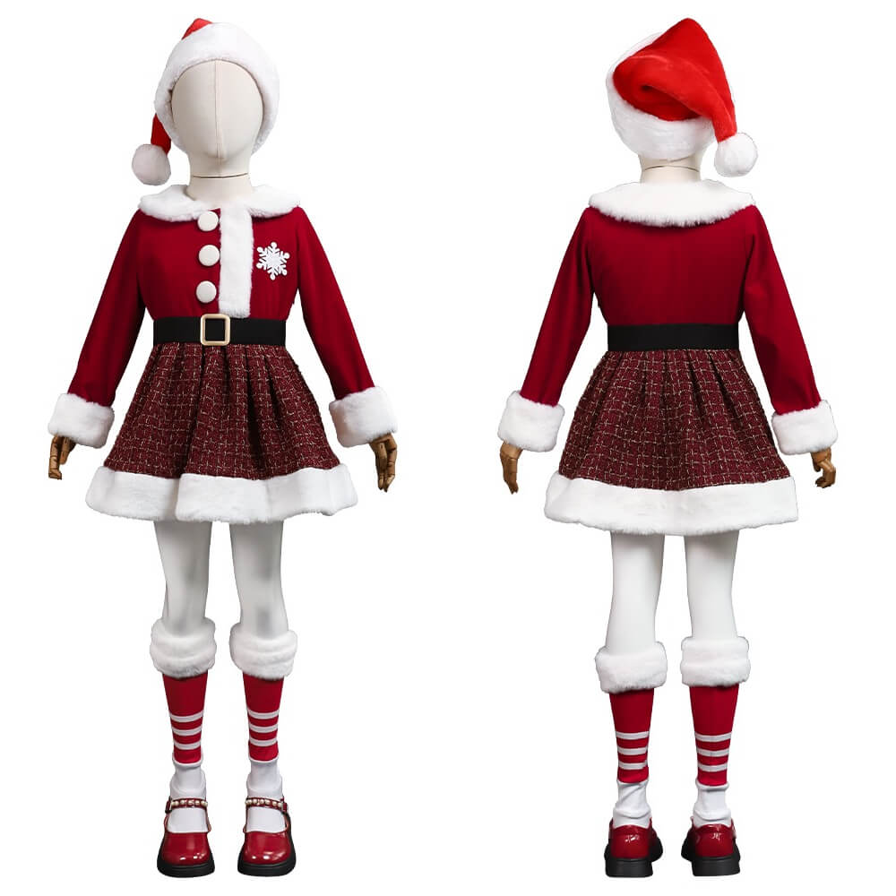 white christmas dresses Mrs. Claus Holiday Cape and Hand Muff Set with Red Velvet Dress main image 0