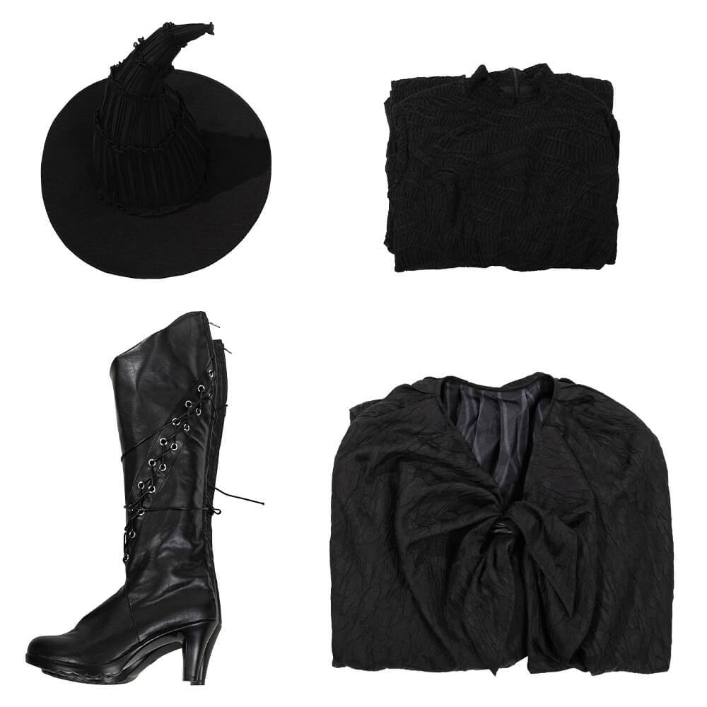 Wicked 2024 Elphaba Cosplay Costume With Boots Black Witch Fancy Dress For Women Takerlama