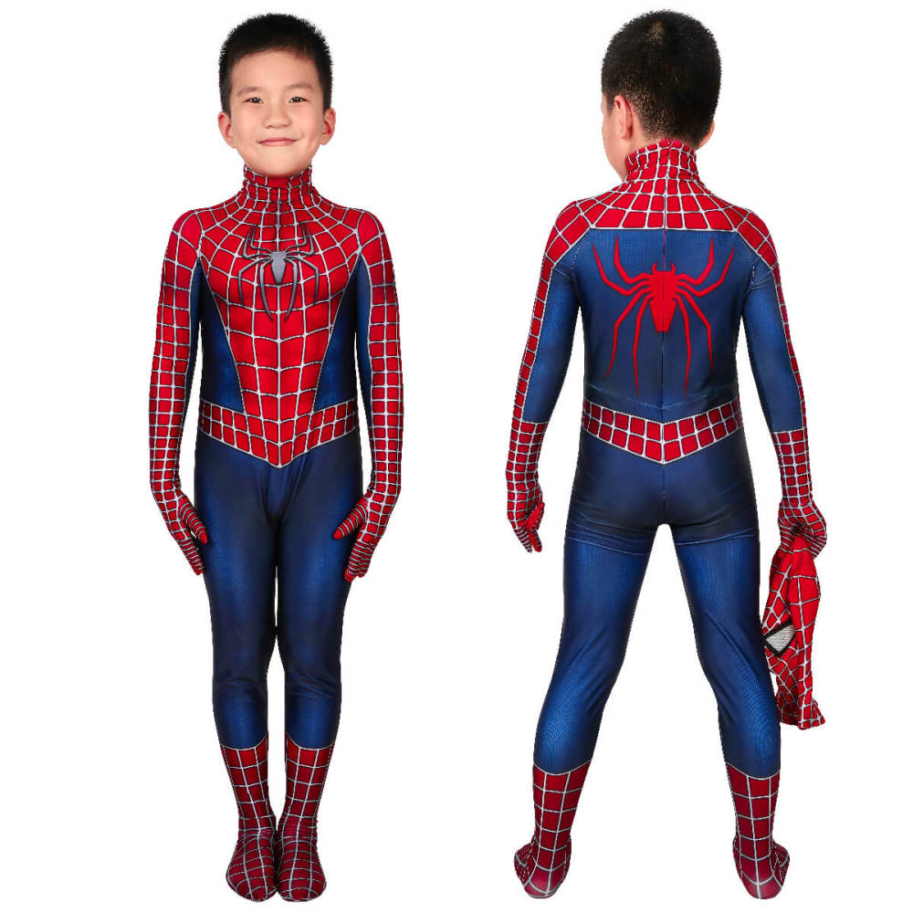 Spider-Man 2 Tobey Maguire Jumpsuit Children Superhero Cosplay Costume Takerlama