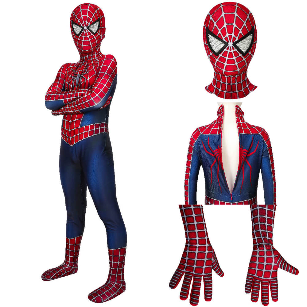 Spider-Man 2 Tobey Maguire Jumpsuit Children Superhero Cosplay Costume Takerlama