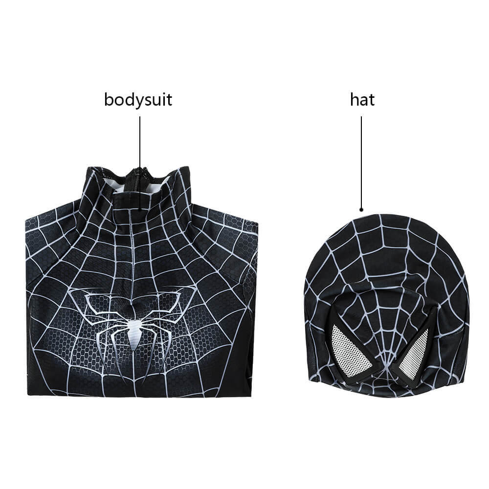 Kids Spider-Man 2 Symbiote Black Suit Cosplay Costume Peter Parker Jumpsuit Mask Takerlama