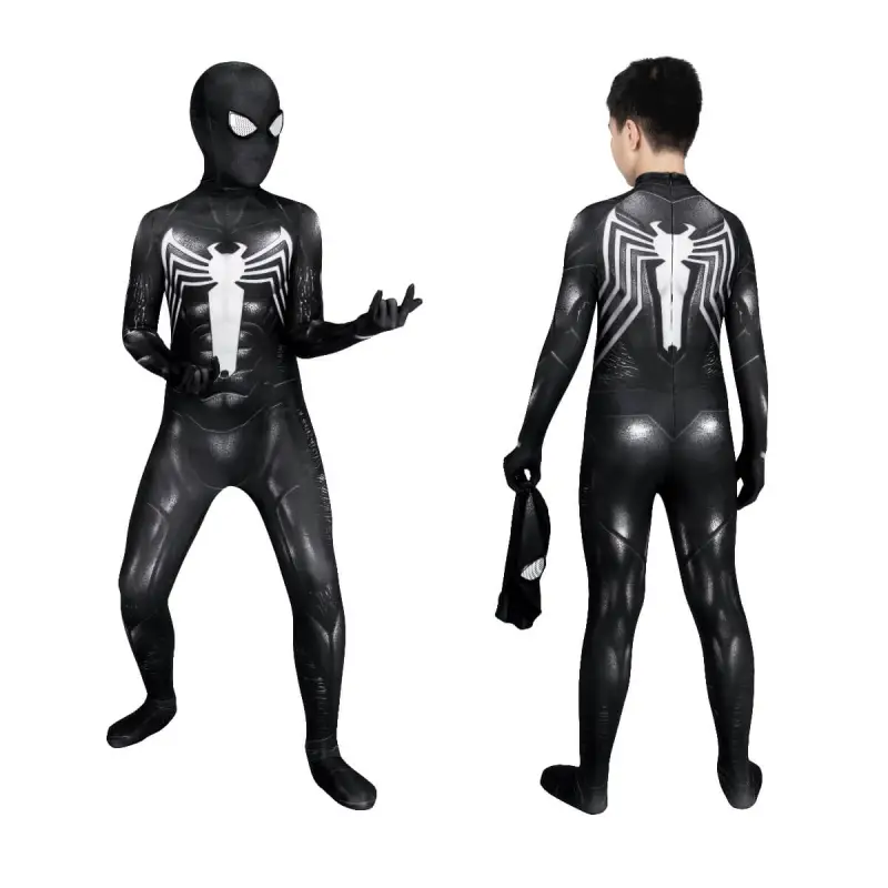Kid's Spider-Man 3 Venom Eddie Brock Cosplay Costume Halloween Theme Party Takerlama