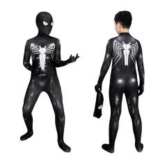 Kids Spider-Man 2 Symbiote Black Cosplay Suit Peter Parker Costume Jumpsuit Mask Takerlama