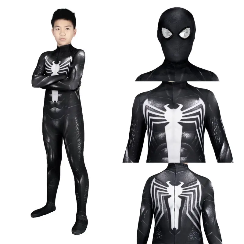 Kid's Spider-Man 3 Venom Eddie Brock Cosplay Costume Halloween Theme Party Takerlama