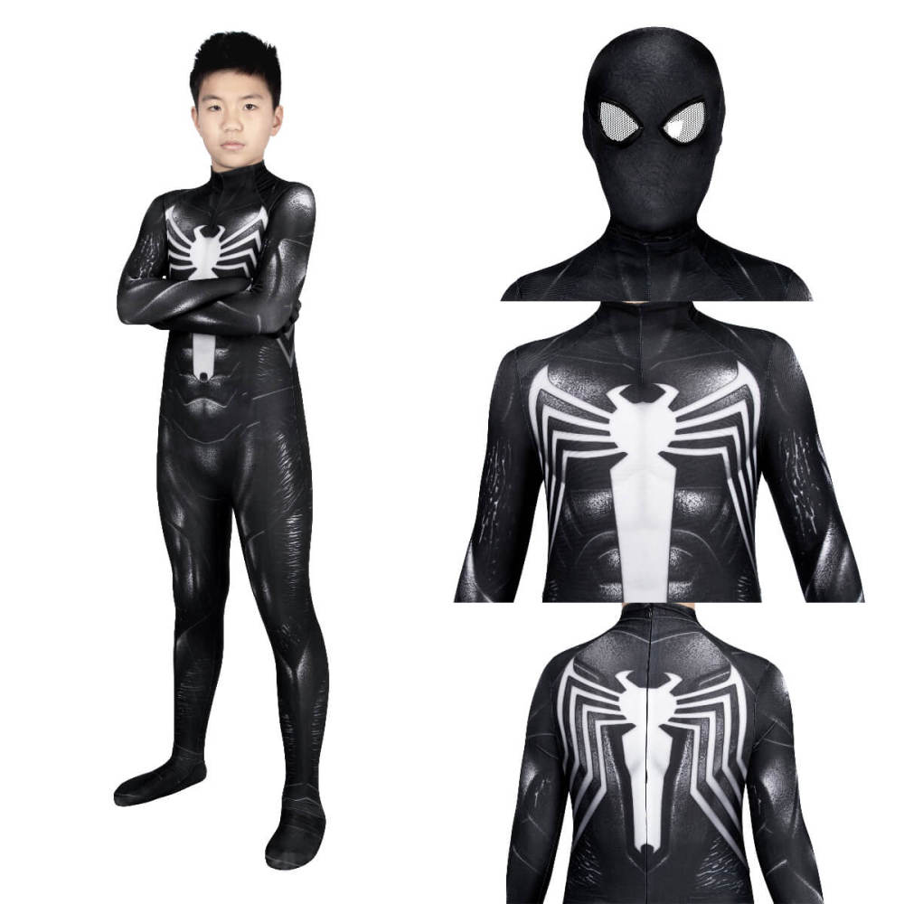 Kid's Spider-Man 3 Venom Eddie Brock Cosplay Costume Halloween Theme Party Takerlama