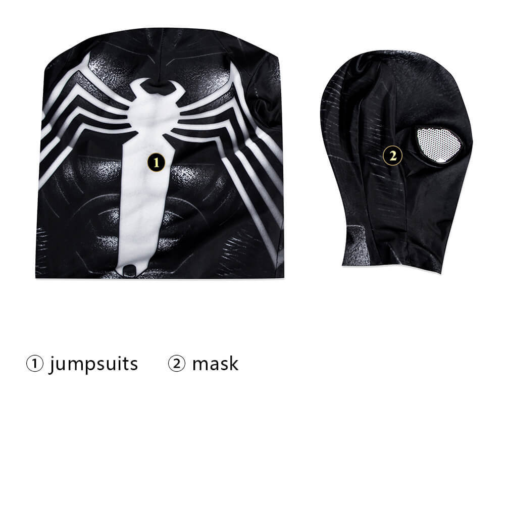 Kid's Spider-Man 3 Venom Eddie Brock Cosplay Costume Halloween Theme Party Takerlama