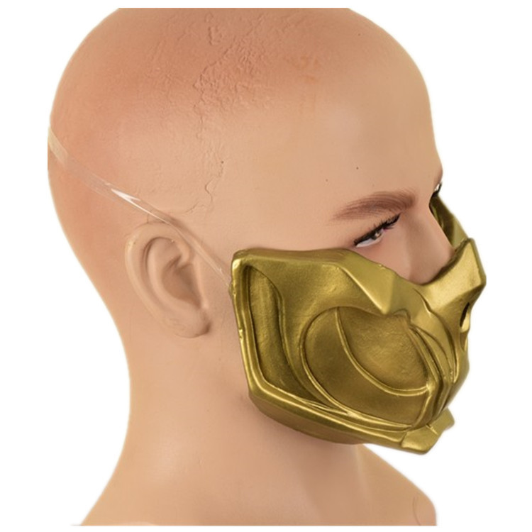Mortal Kombat Scorpion Gold Mask Cosplay Props Accessories Latex Takerlama