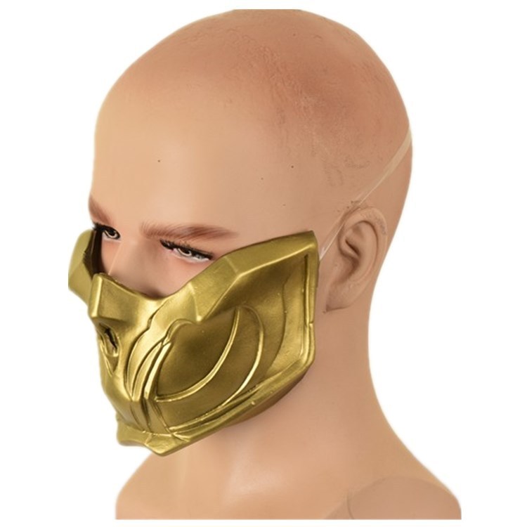Mortal Kombat Scorpion Gold Mask Cosplay Props Accessories Latex Takerlama