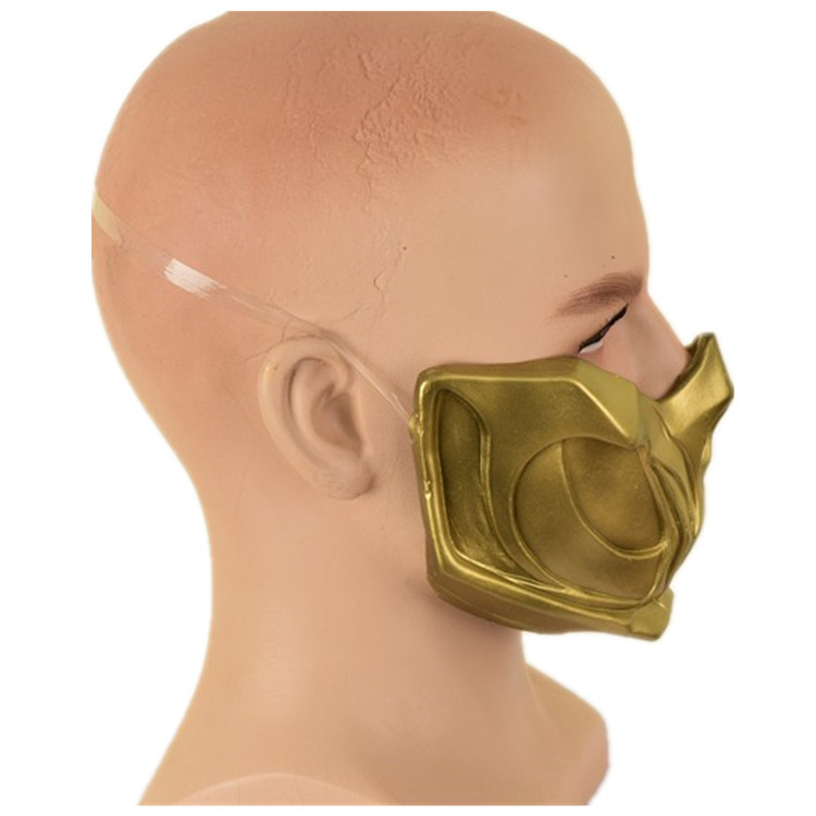 Mortal Kombat Scorpion Gold Mask Cosplay Props Accessories Latex Takerlama