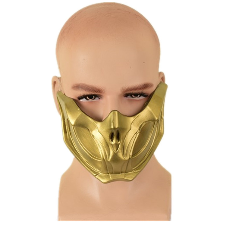 Mortal Kombat Scorpion Gold Mask Cosplay Props Accessories Latex Takerlama