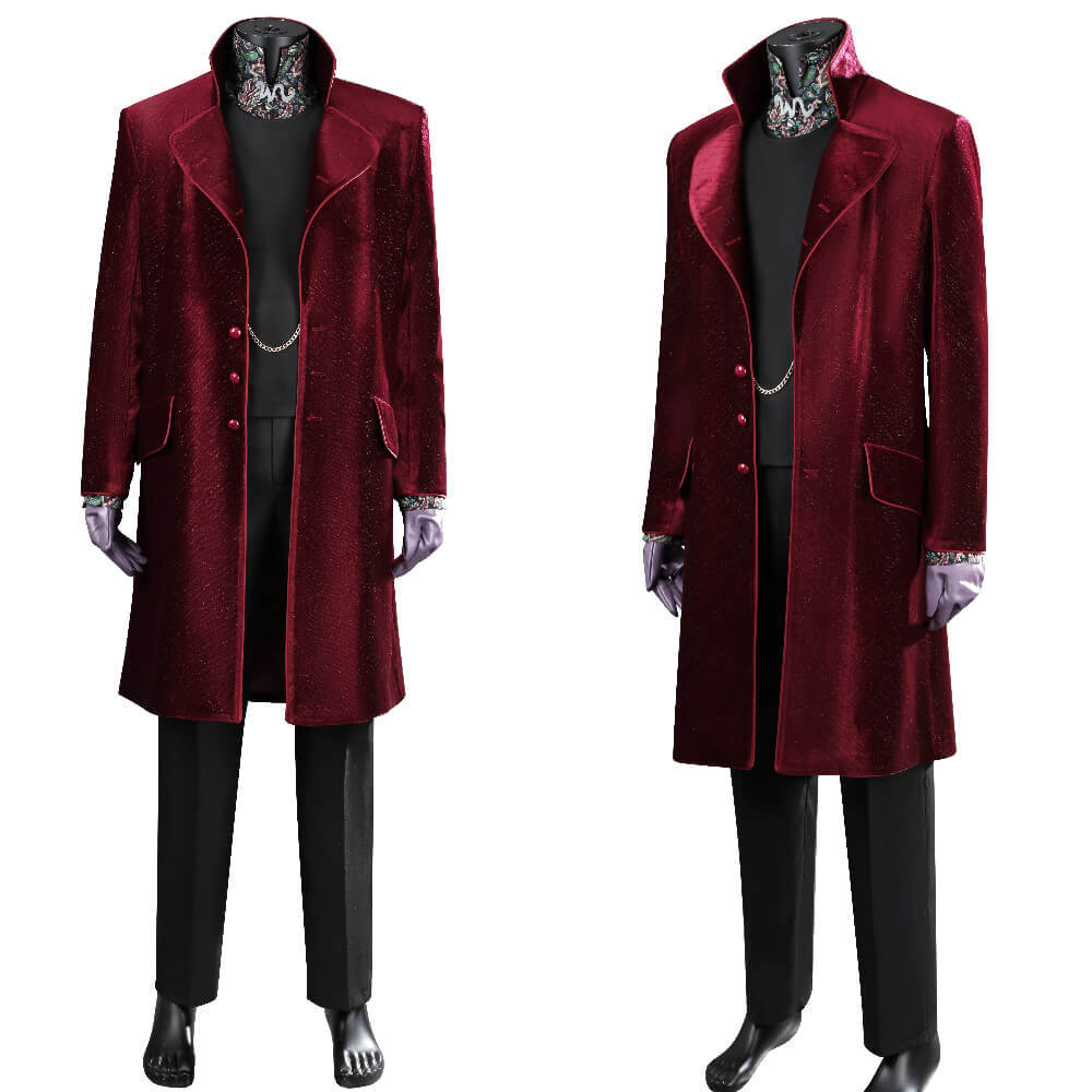 Wonka 2023 Charlie and the Chocolate Factory Willy Wonka Halloween Red Cosplay Costume Timothee Chalamet Suit