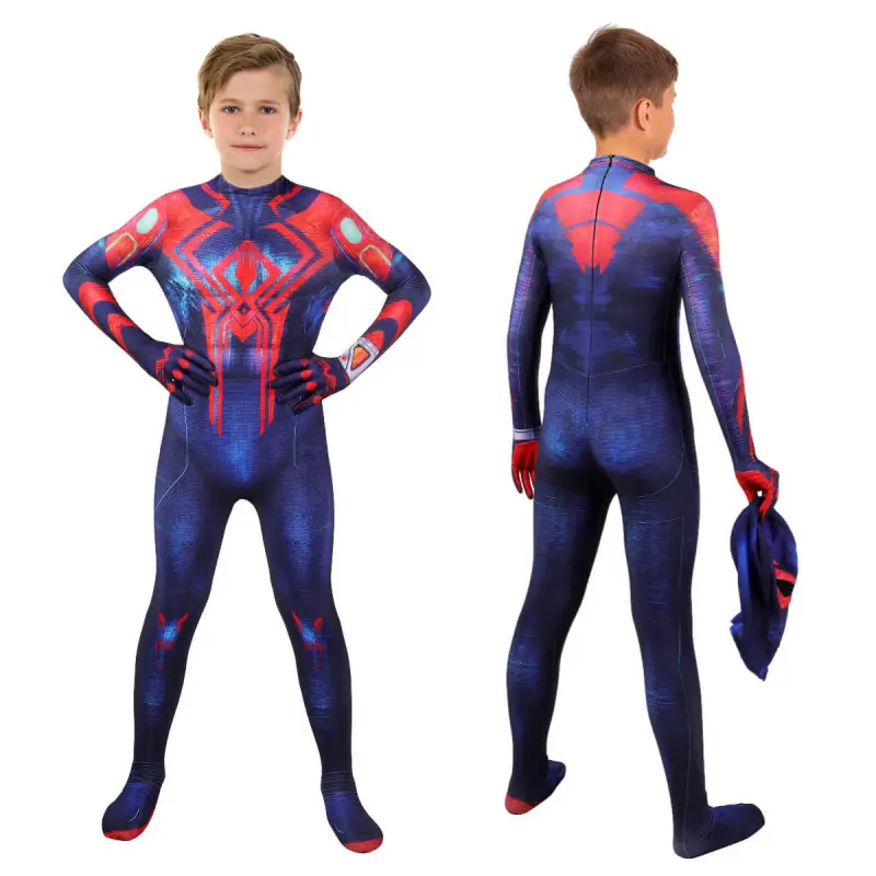 Spiderman 2099 Cosplay Costume For Kids Superhero Across the Spider-Verse Miguel O'Hara Jumpsuit Takerlama
