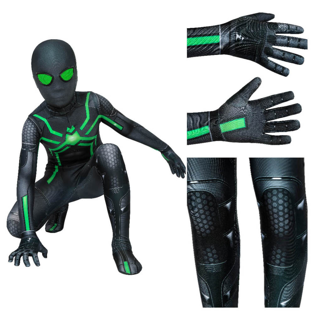 Kid's Spider Man Spidey Stealth Suit PS4 Earth-TRN461 Peter Parker Superhero Cosplay Costume For Boys Takerlama