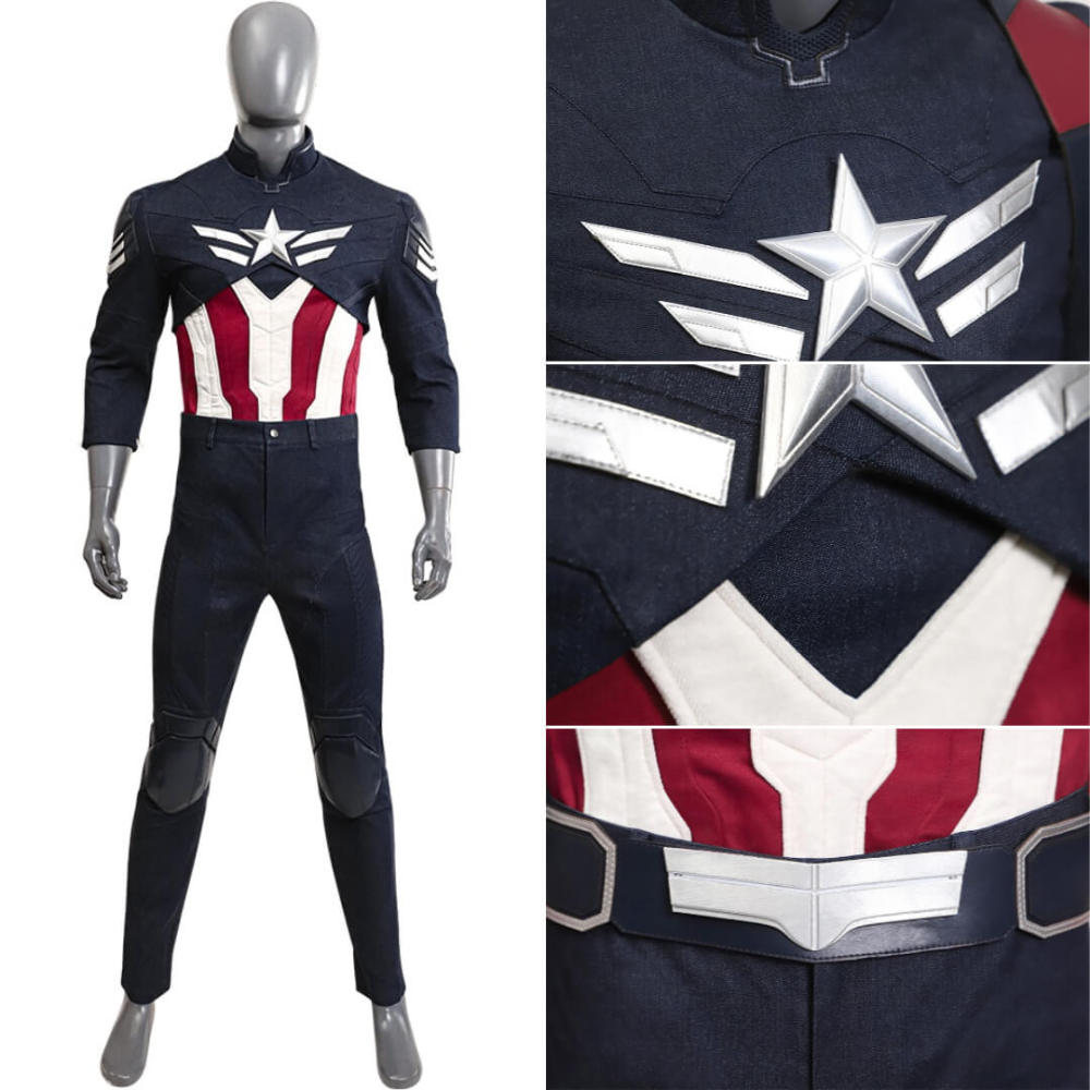 Marvel Captain America: Brave New World Sam Wilson Captain America Cosplay Costume Deluxe Takerlama