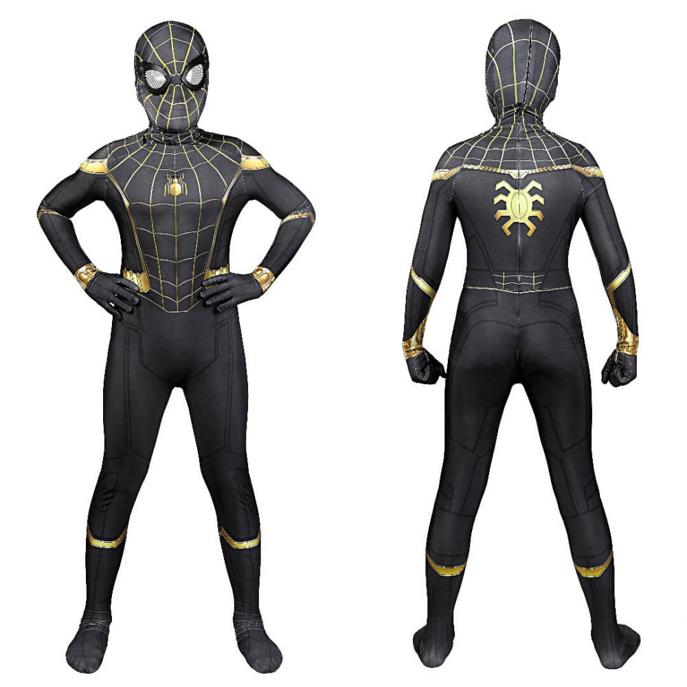 Kid's Spider-Man 3 No Way Home Peter Parker Cosplay Costume Superhero Jumpsuit Mask Takerlama