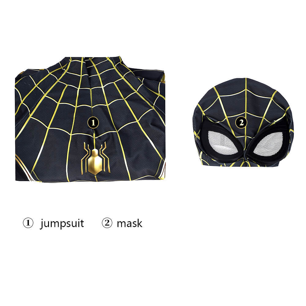 Kid's Spider-Man 3 No Way Home Peter Parker Cosplay Costume Superhero Jumpsuit Mask Takerlama